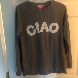 Isaac Mizrahi Charcoal T-Shirt Sweatshirt with Pink Label C!AO
